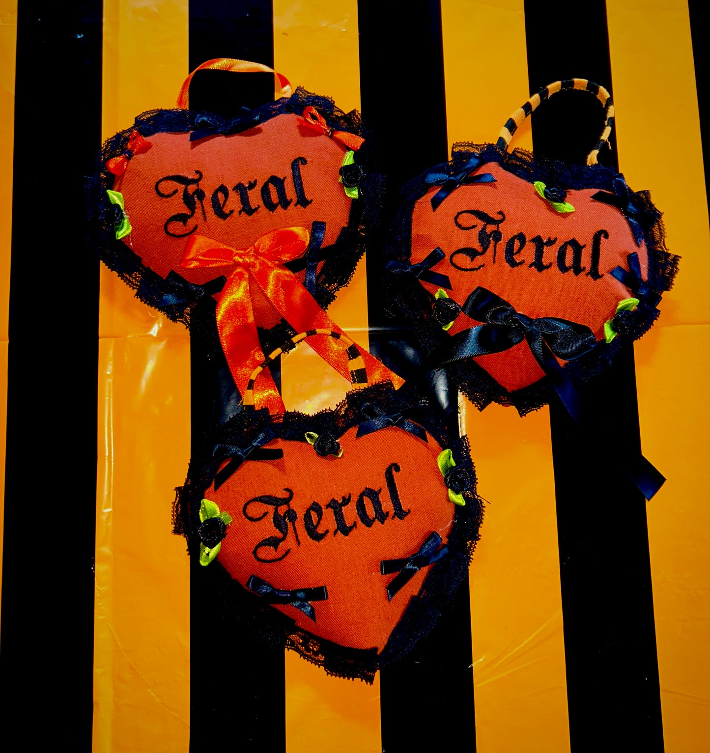 Feral for Halloween wall hearts