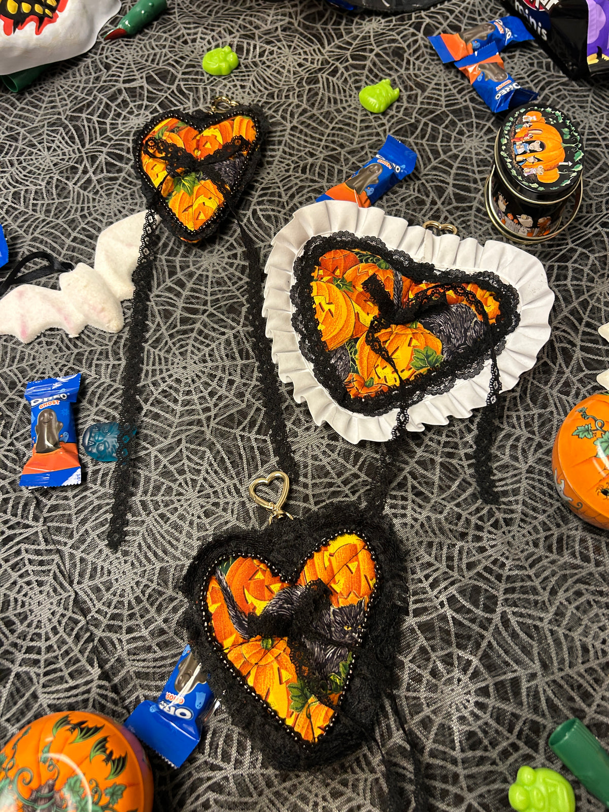 small scrap heart bag charms