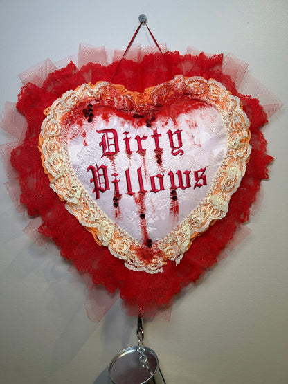 dirty pillows blood bucket wall heart
