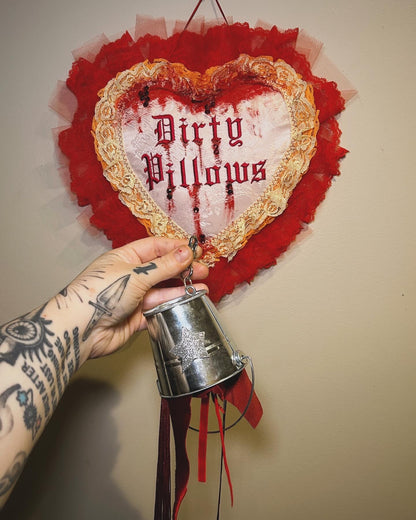 dirty pillows blood bucket wall heart