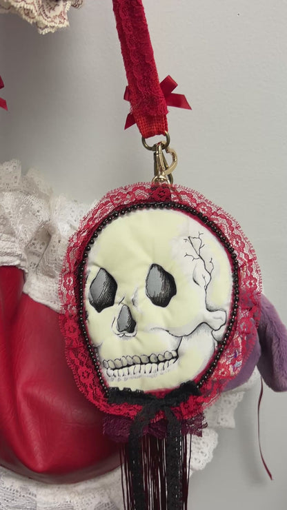 bleeding skull bag charm